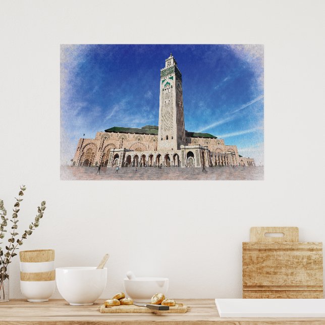 Affiche Maroc Casablanca Mosquée Hassan 2 Islamique (Cuisine)