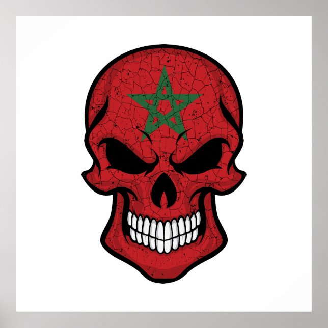 Affiche Maroc Drapeau crâne souriant (Devant)