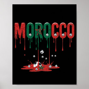 Affiche Maroc Football Soccer Drapeau qui dégouline