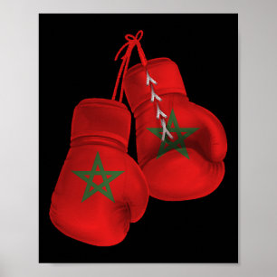 Affiche Maroc Gants de boxe Drapeau Fierté Marocaine Boxe