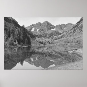 Affiche Maroon Bells en automne, Colorado N/B