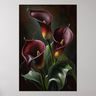 Affiche Maroon Calla Lilies Lily Flower Art Imprimer Poste