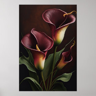Affiche Maroon Calla Lilies Lily Flower Art Imprimer Poste
