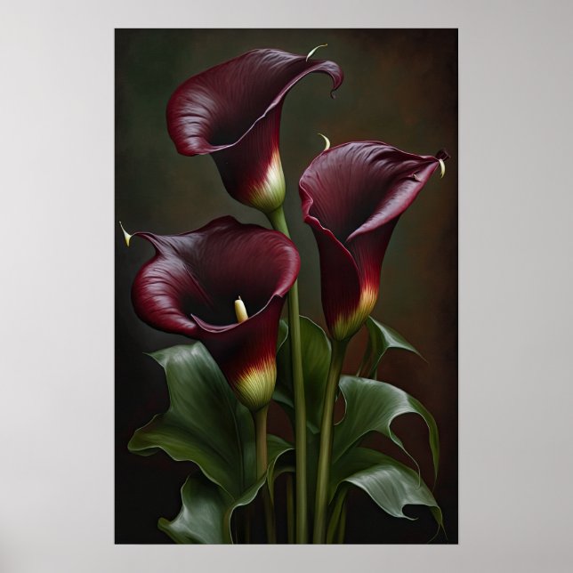Affiche Maroon Calla Lilies Lily Flower Art Imprimer Poste (Devant)