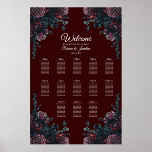 Affiche Maroon foncé Mauve Gothique Mariage élégant