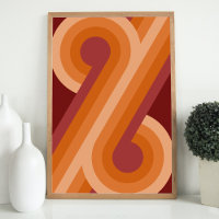 Maroon foncé orange Cercles rétro rouge Motif d'ar