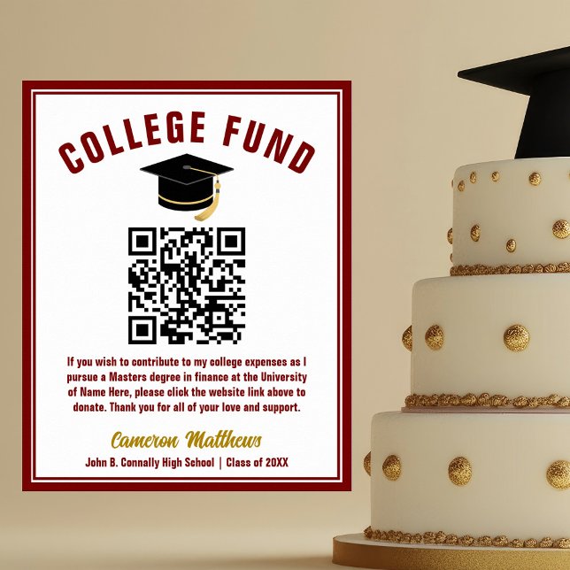 Affiche Maroon Gold Graduate College Fund QR Code (Créateur téléchargé)