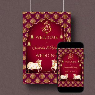 Affiche Maroon or Gomata mariage signe d'accueil