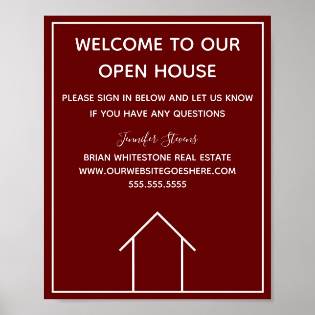 Affiche Maroon Real Estate Company Custom Open House (Devant)
