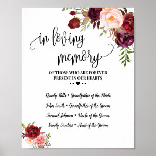 Affiche Marque de mariage marsala en souvenir affectueux