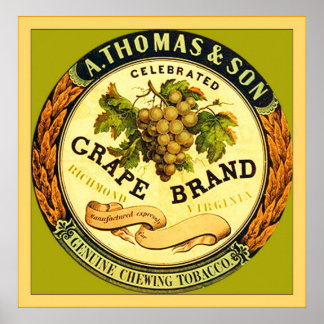 Affiche Marque de raisin ~ Étiquette de tabac à mâcher Vin
