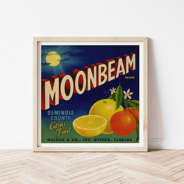 Affiche Marque Moonbeam | Étiquette Citrus vintage (Créateur téléchargé)