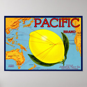 Affiche Marque Pacifique conditionnée par Johnston Fruit C
