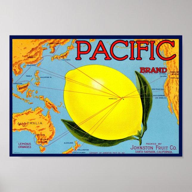 Affiche Marque Pacifique conditionnée par Johnston Fruit C (Devant)