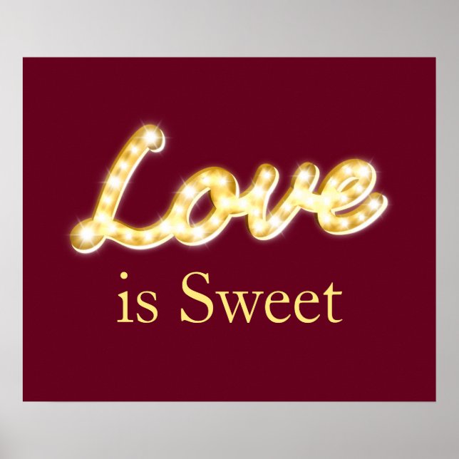 Affiche Marquee Lights Love is Sweet - marsala (Devant)