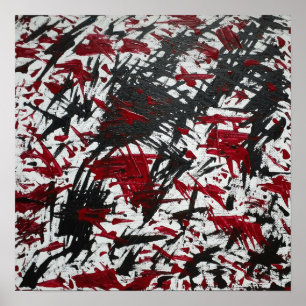 Affiche Marques abstraites en noir et rouge