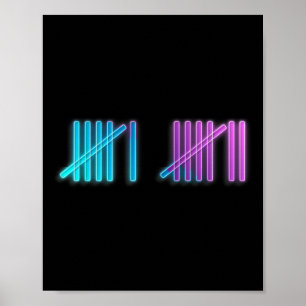 Affiche Marques de pointage colorées Compter 67 Meme Argot