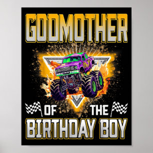 Affiche Marraine du camion monstre du garçon d'anniversair