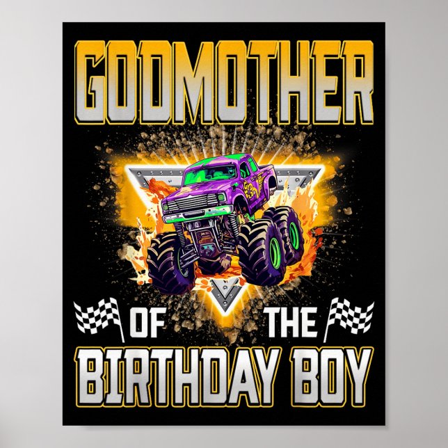Affiche Marraine du camion monstre du garçon d'anniversair (Devant)