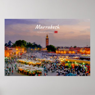 Affiche Marrakech, Maroc - Place Jemaa el Fnaa
