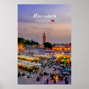 Affiche Marrakech, Maroc - Place Jemaa el Fnaa
