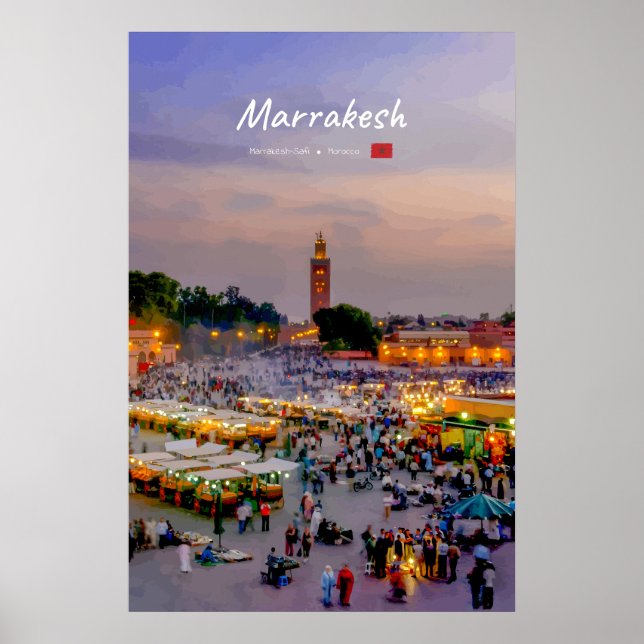 Affiche Marrakech, Maroc - Place Jemaa el Fnaa (Devant)