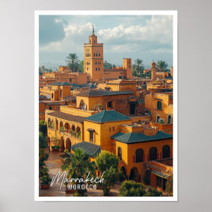 Affiche Marrakech Maroc ville top vue magnifique place