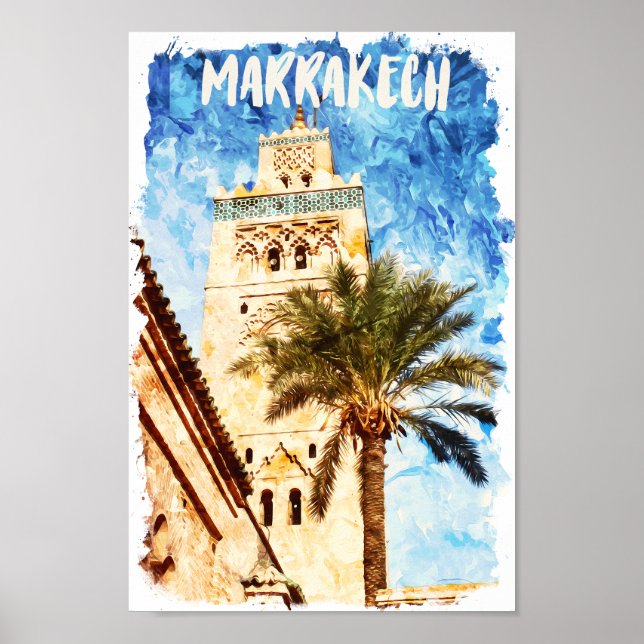 Affiche Marrakech Maroc Vintage voyage (Devant)