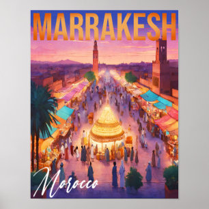 Affiche Marrakech Maroc Vintage voyage Tourisme Souvenir