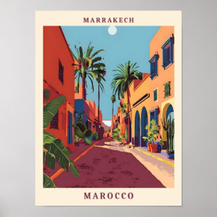 Affiche Marrakech Marocco Élégant Vintage voyage d'art