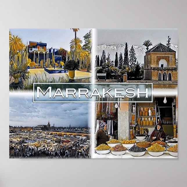 Affiche Marrakech - Marocco - Mosaïque - (Devant)