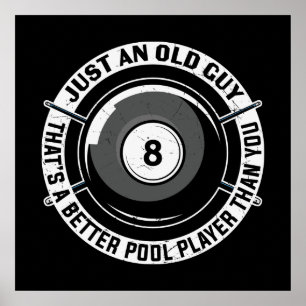 Affiche marrant vieux Billiards mot art sports