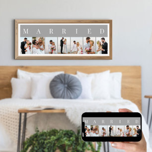 Affiche MARRIED 7 Collage photo gris et blanc