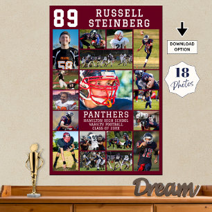 Affiche Marron Sports Graduation Senior 18 Collage Photo