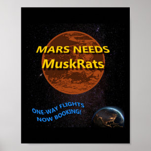 Affiche Mars a besoin d'un autocollant Muskrats