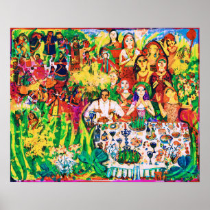 Affiche Mars Célébration du printemps de l'art populaire n