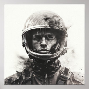 Affiche Mars Double exposition Photographie Charcoal Style