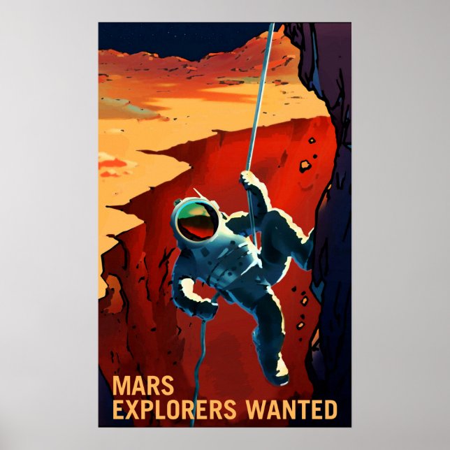 Affiche MARS EXPLORERS RECHERCHÉ NASA Recrutement Propagan (Devant)