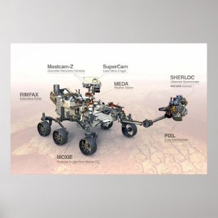 Affiche Mars La Persévérance Rover Avec Instruments