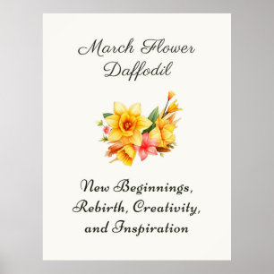 Affiche Mars Mois de la naissance Daffodique cadeau de nai