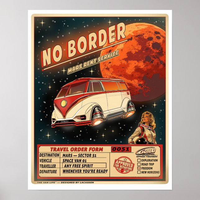 Affiche Mars Rent Service | Retro Sci-Fi Space (Devant)