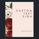 Affiche Marsala Autumn Floral | Blush Cards & Gifts Custom<br><div class="desc">This marsala autumn floral | blush cards & gifts custom poster is perfect for your simple rustic boho wedding. The design features modern burgundy and blush watercolor fall florals. It has a lovely feel of classic elegance while staying quite bohemian. Feel free to customize and make it your own; also,...</div>