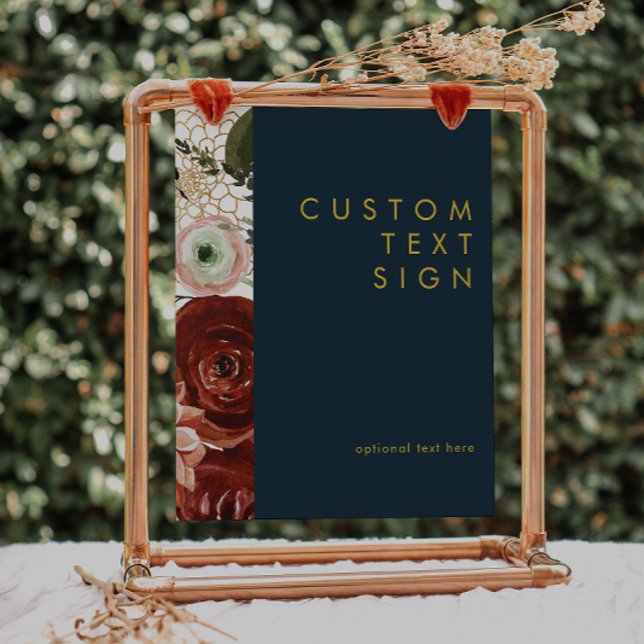 Affiche Marsala Autumn Floral | Navy Cards & Gifts Custom (Créateur téléchargé)