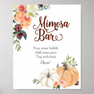 Affiche Marsala Pumpkin Floral Mimosa Bar Sign