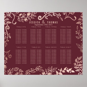 Affiche Marsala Rouge Rose Or Platine Platine graphique