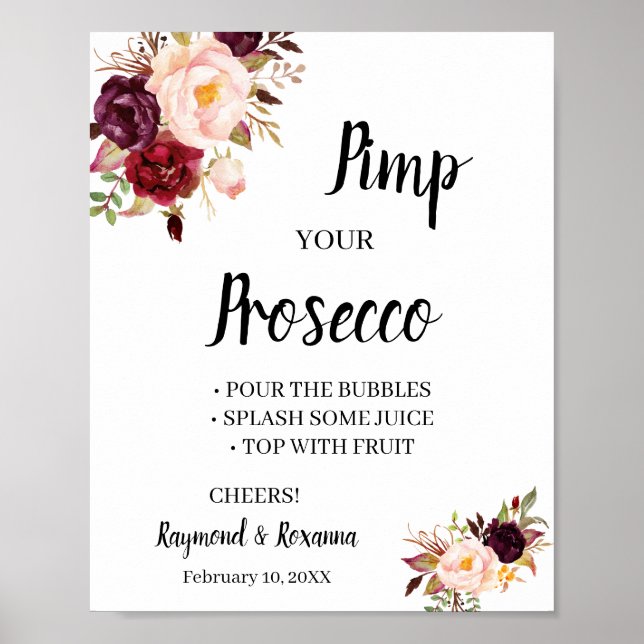 Affiche MarsalaFlower Embellissez votre panneau de Prosecc (Devant)