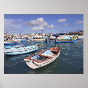 Affiche Marsaxlokk Bateaux de pêche Malte