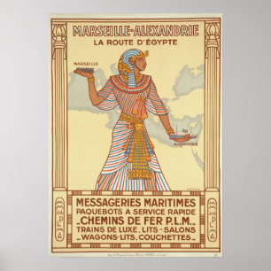 Affiche Marseille - Alexandrie Égypte Vintage voyage