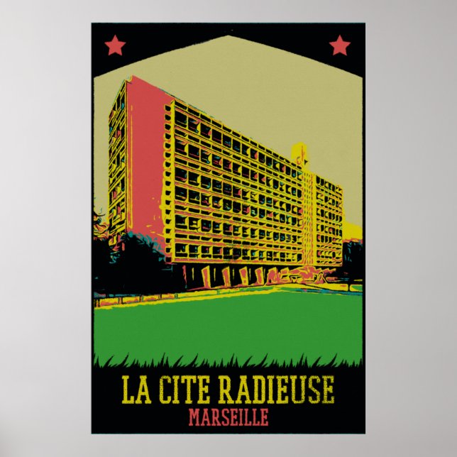 Affiche Marseille Cité Radieuse illustration France (Devant)