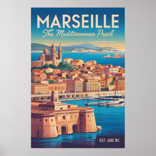 Affiche Marseille France Paysage Urbain de Style Rétro Voy